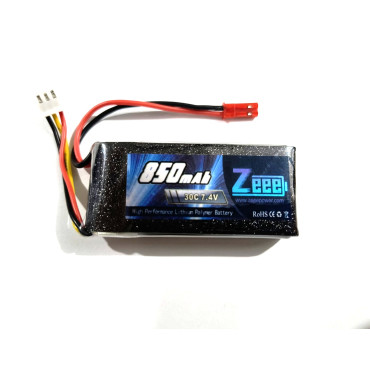 BATERIA DE LIPO 2S 7.4V 850MAH 30C COM PLUG JST ZEEE POWER ZEE2S85030JST